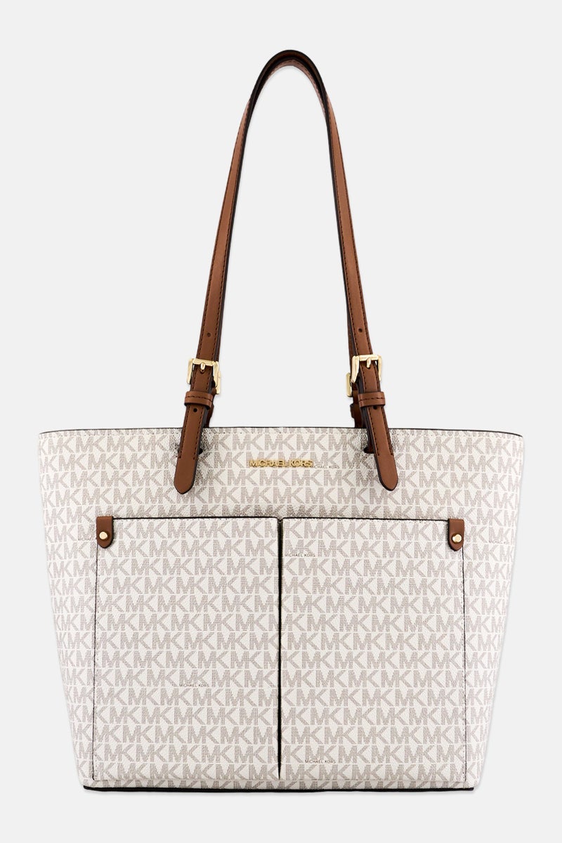 Michael Kors Women Monogram Pattern Tote Bag, Off White - Image 1